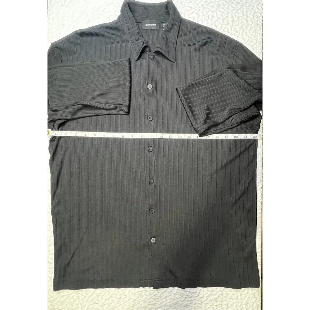Liz Claiborne Womens Black Blouse Long Sleeve Ribbed LARGE Stretch NWOT - Picture 3 of 5